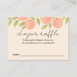 Sweet Peach Baby Shower Diaper Raffle Business Card