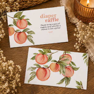 Sweet Peach Baby Shower Diaper Raffle Card