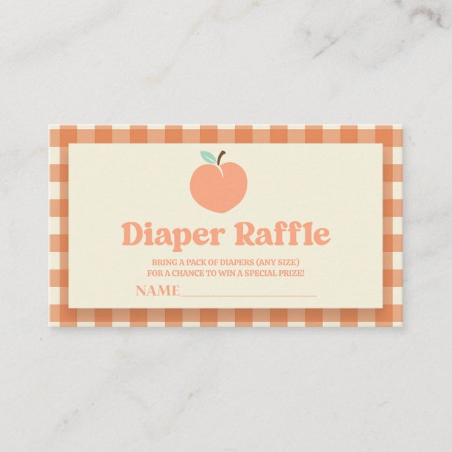 Sweet Peach Baby Shower Diaper Raffle Enclosure Card (Front)