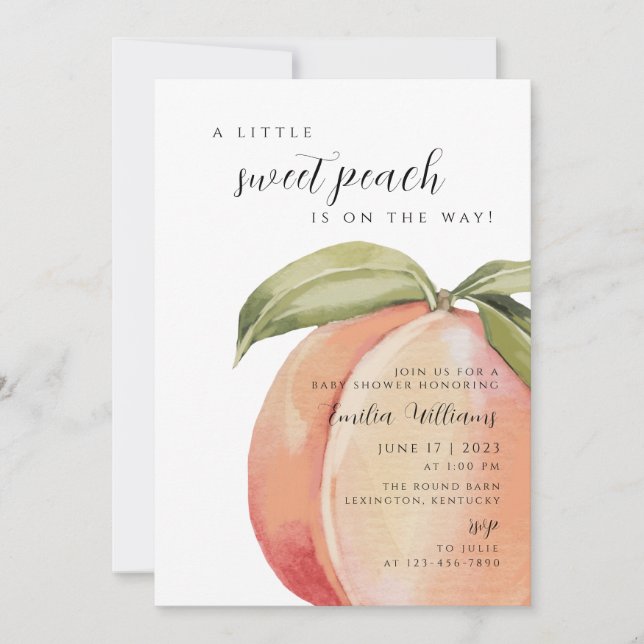 sweet peach Baby Shower girl Invitation (Front)