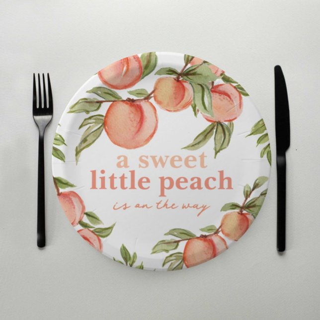 Sweet Peach Baby Shower Invitation Paper Plate (Creator Uploaded)