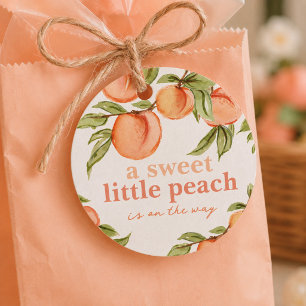 Sweet Peach Baby Shower Round Gift Favour Tags