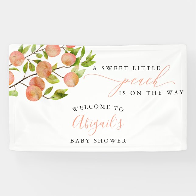 Sweet Peach Baby Shower Welcome Banner (Horizontal)
