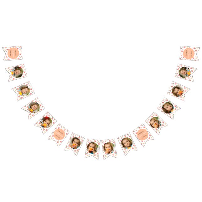 Sweet Peach Birthday 12 Month Photo Milestone Bunting (All)