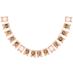 Sweet Peach Birthday 12 Month Photo Milestone Bunting