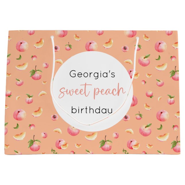 Sweet Peach Birthday Large Gift Bag (Front)