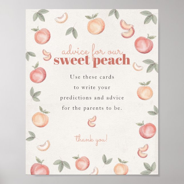 sweet peach boho advice for baby shower sign (Front)