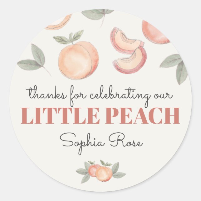 sweet peach boho birthday or baby shower favour ta classic round sticker (Front)