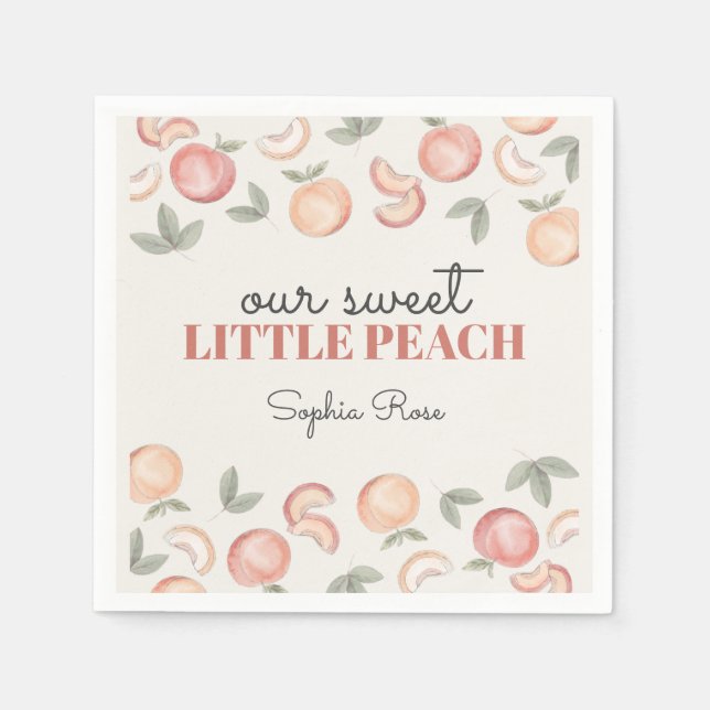 sweet peach boho birthday or baby shower napkin (Front)