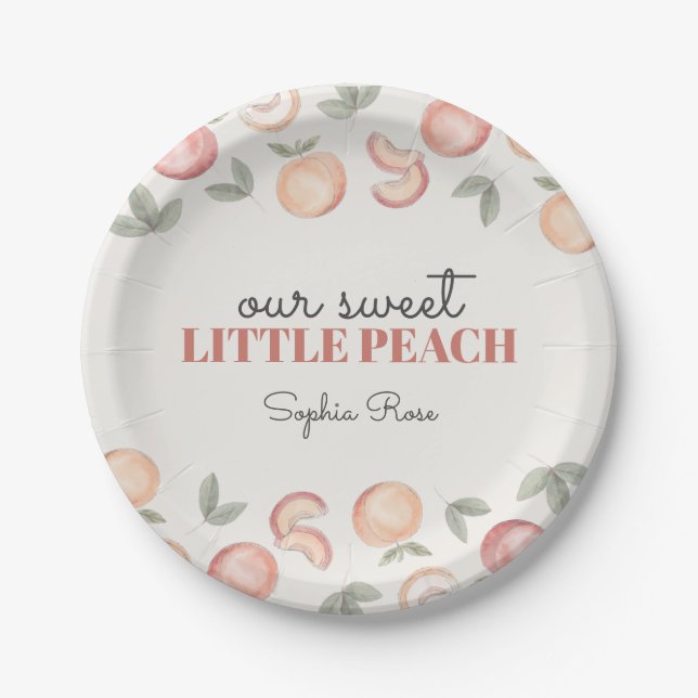 sweet peach boho birthday or baby shower paper plate (Front)