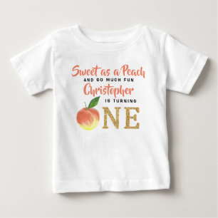 Sweet Peach Boys 1st Birthday Baby T-Shirt