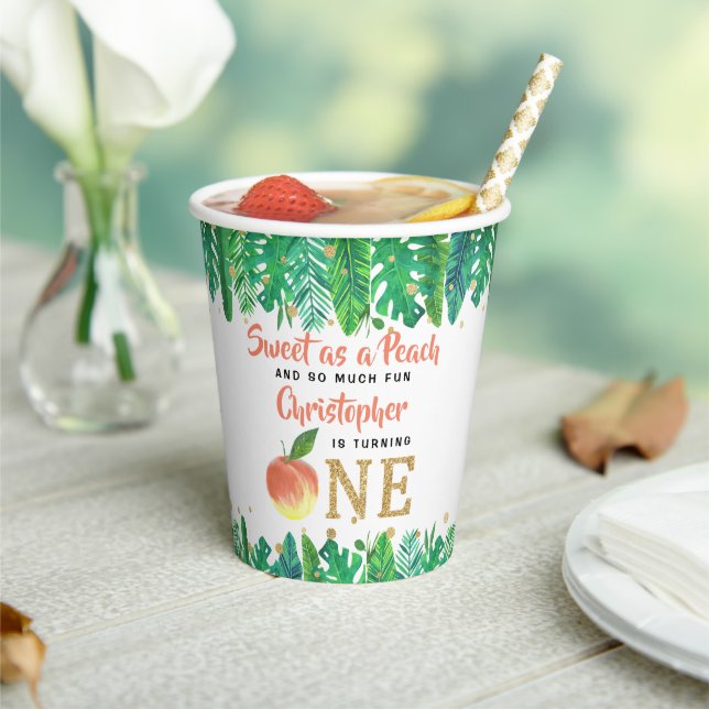 Sweet Peach Boys 1st Birthday Paper Cups (Insitu)