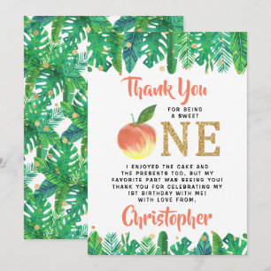 Sweet Peach Boys 1st Birthday Thank You Card