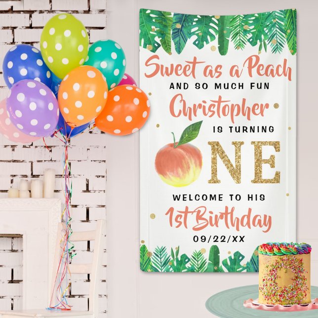Sweet Peach Boys 1st Birthday Welcome Banner (Creator Uploaded)