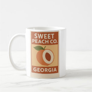 Sweet Peach Co   Georgia Retro Fruit Label Poster Coffee Mug