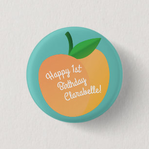 Sweet Peach Cute Fruit 1st Birthday Party Theme 3 Cm Round Badge
