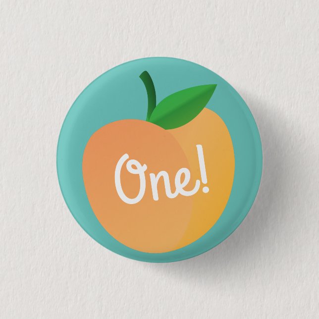 Sweet Peach Cute Fruit 1st Birthday Party Theme 3 Cm Round Badge (Front)