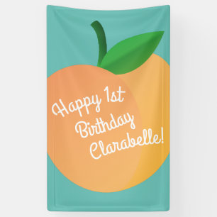 Sweet Peach Cute Fruit 1st Birthday Party Theme Banner