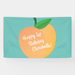 Sweet Peach Cute Fruit 1st Birthday Party Theme Banner