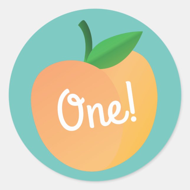 Sweet Peach Cute Fruit 1st Birthday Party Theme Classic Round Sticker (Front)