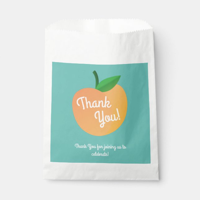 Sweet Peach Cute Fruit 1st Birthday Party Theme Favour Bags (Front)