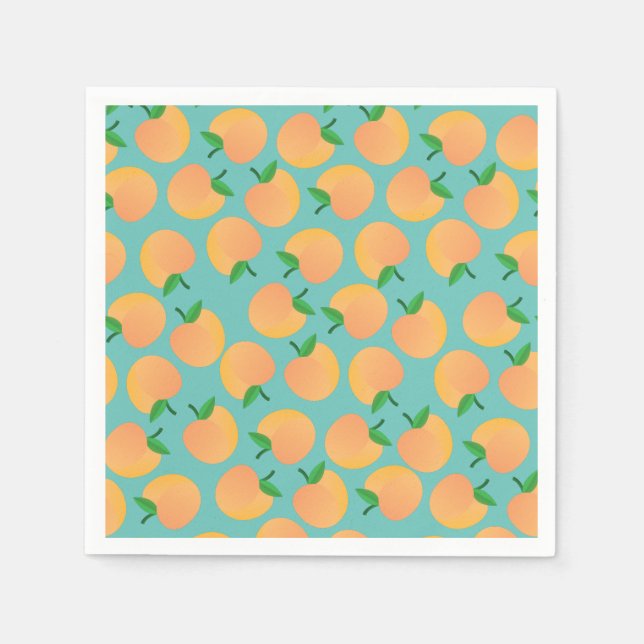 Sweet Peach Cute Fruit 1st Birthday Party Theme Napkin (Front)