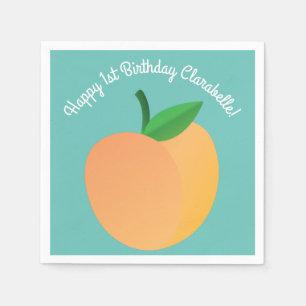 Sweet Peach Cute Fruit 1st Birthday Party Theme Napkin