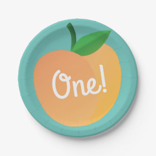 Sweet Peach Cute Fruit 1st Birthday Party Theme Paper Plate