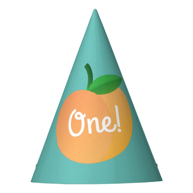 Sweet Peach Cute Fruit 1st Birthday Party Theme Party Hat (Front)
