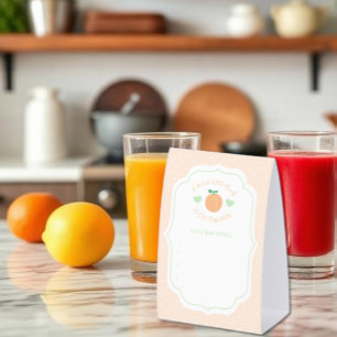 Sweet Peach Elegant Baby Shower Juice Bar Menu