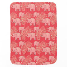 Sweet Peach elephants cosy baby blanket