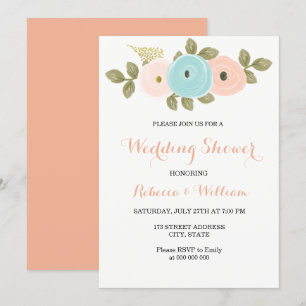 Sweet Peach Flora Couples Wedding Shower Invite