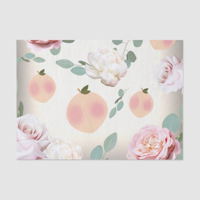 SWEET PEACH Floral Birthday Bridal Shower Tissue Paper (Front)