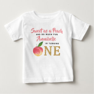 Sweet Peach Girls 1st Birthday Baby T-Shirt