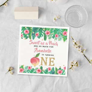 Sweet Peach Girls 1st Birthday Napkin