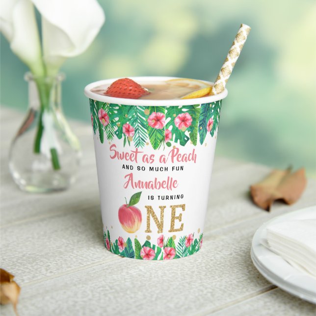 Sweet Peach Girls 1st Birthday Paper Cups (Insitu)