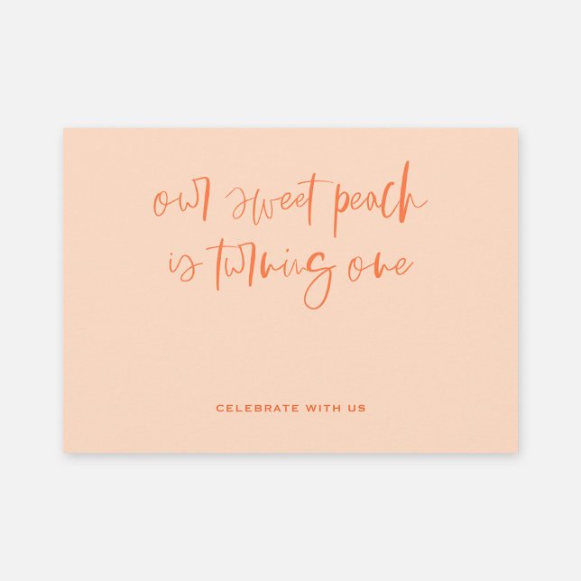 Sweet Peach Minimalist Girl First Birthday Invitation (Creator Uploaded)