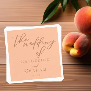 Sweet Peach Minimalist Script Summer Wedding Napkin