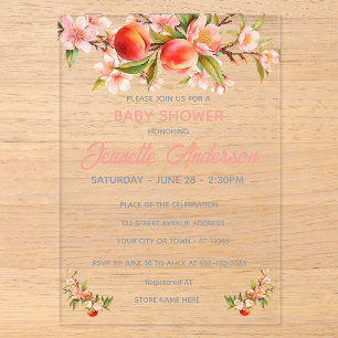 Sweet Peach Orchard Baby Shower Acrylic Invitations