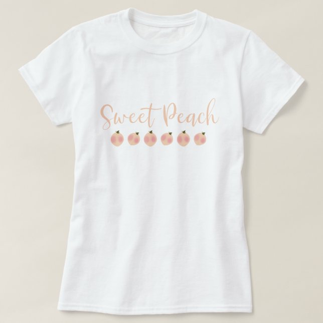Sweet Peach Peaches Cute Trendy Modern Fashion T-Shirt (Design Front)