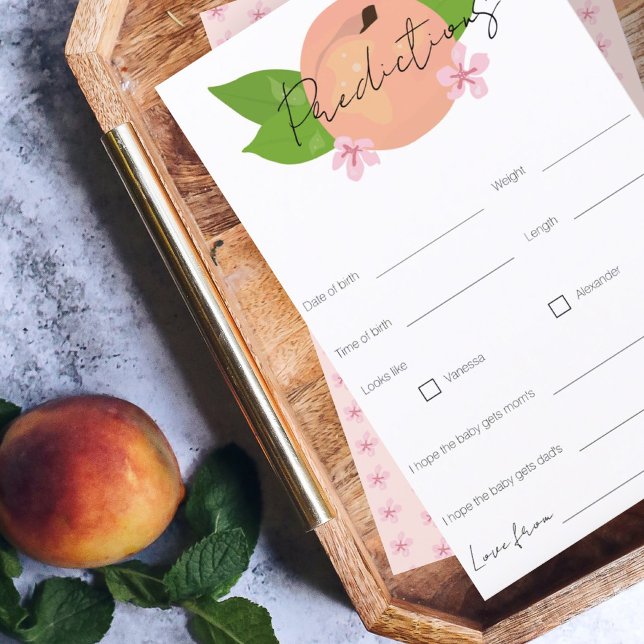 Sweet peach predictions for baby baby shower game  (Creator Uploaded)