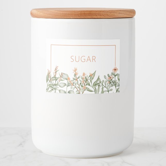 Sweet peachy floral Food container Label (Front)