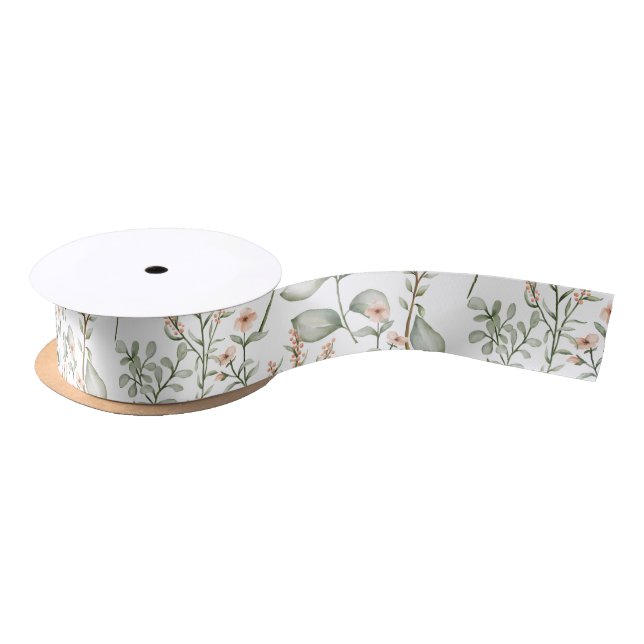 Sweet peachy floral Ribbon Satin Ribbon (Spool)