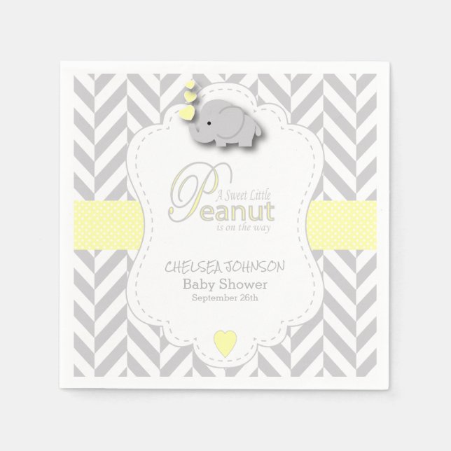 Sweet Peanut Elephant Baby Shower Napkin (Front)