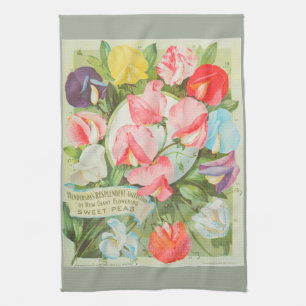 Sweet Peas: 1906 seed catalogue illustration Tea Towel