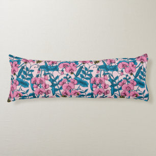 Sweet peas and bumblebees 2 body cushion
