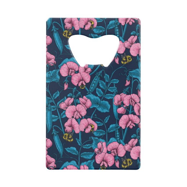 Sweet peas and bumblebees, pink and blue (Front)