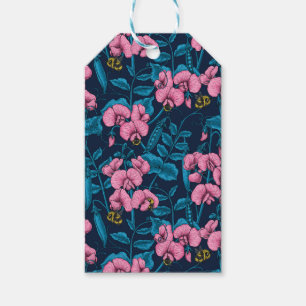 Sweet peas and bumblebees, pink and blue gift tags