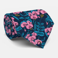 Sweet peas and bumblebees, pink and blue