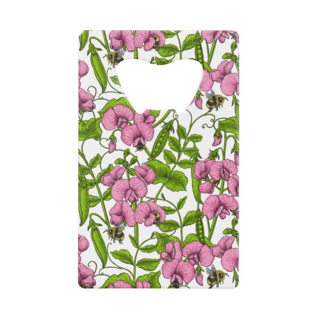 Sweet peas and bumblebees, pink, green and white (Front)